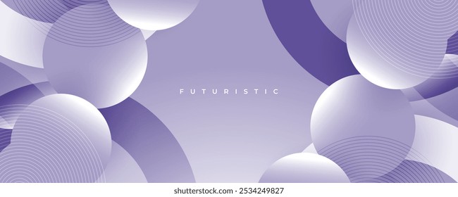 Modern Abstract White and Purple Background with Circle Shapes in Futuristic Concept