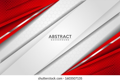 Modern abstract white and red background with 3D Overlap layers effect. Graphic design elements.