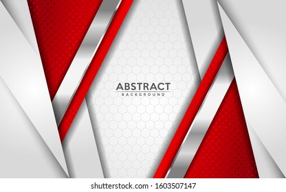 Modern abstract white and red background with 3D Overlap layers effect. Graphic design elements.