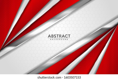 Modern abstract white and red background with 3D Overlap layers effect. Graphic design elements.