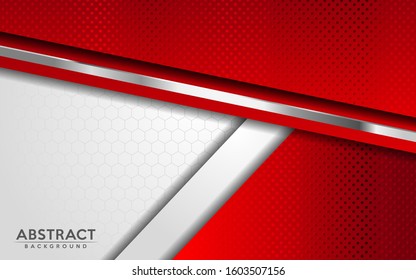 Modern abstract white and red background with 3D Overlap layers effect. Graphic design elements.