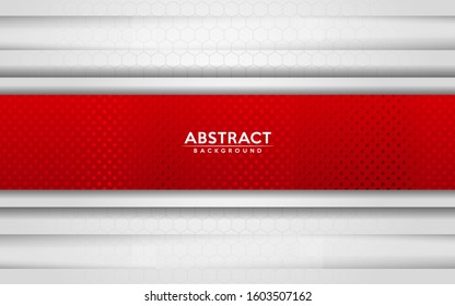 Modern abstract white and red background with 3D Overlap layers effect. Graphic design elements.