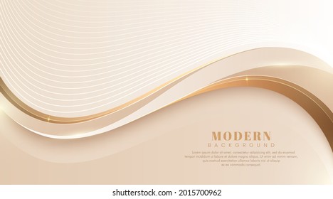 Moderno fondo abstracto blanco suave de líneas de onda dorada. Lujo y líneas onduladas elegantes. Sencillo diseño de plantilla para una sensación dulce y elegante. Cartel, folleto, presentación, volante