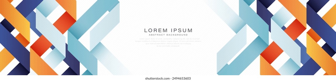 Modern abstract wide banner background with geometric shapes. Design elements. Futuristic graphic. Suit for cover, header, business, presentation, corporate, website, flyer, brochure