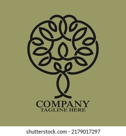 Modern abstract woman tree or mother nature logo. Vector illustration