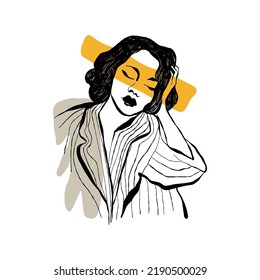 Modern abstract women. Minimalism concept. Female body, fashion. Matisse style. . Contemporary silhouette of woman. Hand drawn trendy vector posters, illustrations for print.