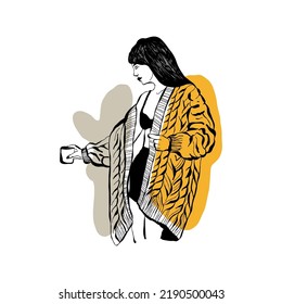 Modern abstract women. Minimalism concept. Female body, fashion. Matisse style. . Contemporary silhouette of woman. Hand drawn trendy vector posters, illustrations for print.