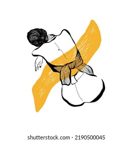 Modern abstract women. Minimalism concept. Female body, fashion. Matisse style. . Contemporary silhouette of woman. Hand drawn trendy vector posters, illustrations for print.