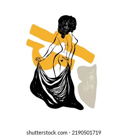Modern abstract women. Minimalism concept. Female body, fashion. Matisse style. . Contemporary silhouette of woman. Hand drawn trendy vector posters, illustrations for print.