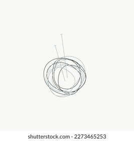 Modern abstract wool and knitting needles