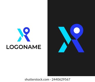 Modern Abstract X location logo design template