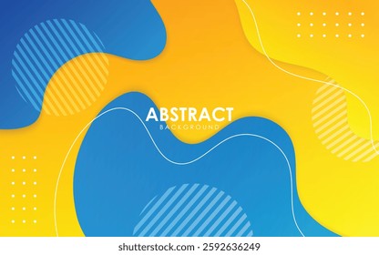 modern abstract yellow, blue and white lines liquid color background