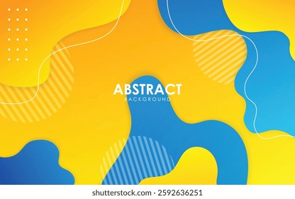 modern abstract yellow, blue and white lines liquid color background