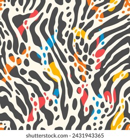 Modern abstract zebra print. Seamless vector pattern in the style of bold color blobs.