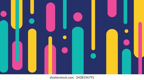 Modern abstraction, composition made of various rounded shapes of lines in color - Vector illustration