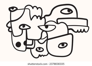 Modern abstraction meets face stylization in these vector illustrations, showcasing art and style.
