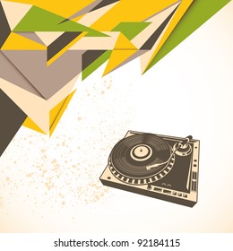 Modern abstraction with turntable. Vector illustration.