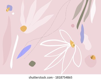 modern abstracts background with floral and botanical shapes and gold leaf foil chic decor. Artistic trendy pattern  header cover graphic design
