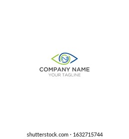 modern abstracts of the eye logo and the letter N