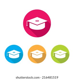 Modern Academic Cap Icon With Long Shadow
