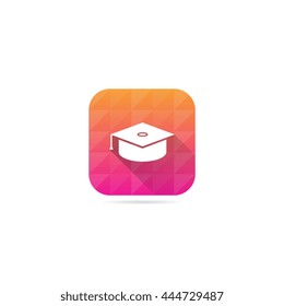Modern Academic Cap Icon With Long Shadow