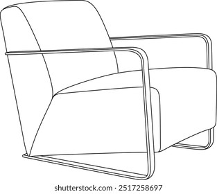 Arte de línea de silla de acento moderno