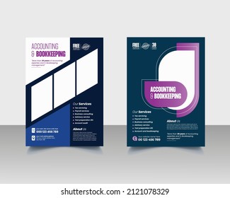 Modern Accounting and Bookkeeping Services or Tax Preparation Service Flyer or Poster, Leaflet or Budget Management Service Flyer Template Design
