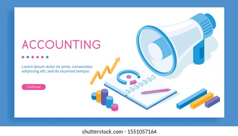Modern accounting vector isometric illustration. 