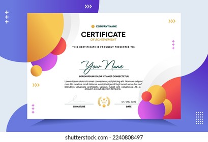 Modern of achievement certificate template. For award, business, and education needs. Vector Illustration