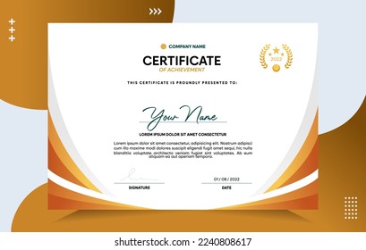 Modern of achievement certificate template. For award, business, and education needs. Vector Illustration