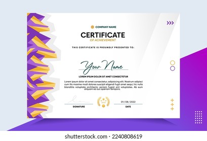 Modern of achievement certificate template. For award, business, and education needs. Vector Illustration