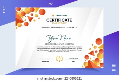 Modern of achievement certificate template. For award, business, and education needs. Vector Illustration