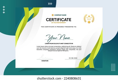 Modern of achievement certificate template. For award, business, and education needs. Vector Illustration