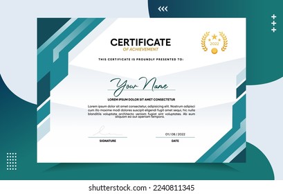 Modern of achievement certificate template. For award, business, and education needs. Vector Illustration