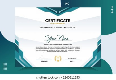 Modern of achievement certificate template. For award, business, and education needs. Vector Illustration