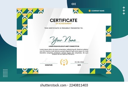 Modern of achievement certificate template. For award, business, and education needs. Vector Illustration
