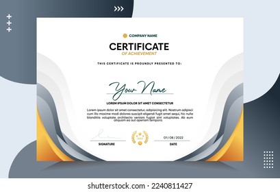 Modern of achievement certificate template. For award, business, and education needs. Vector Illustration