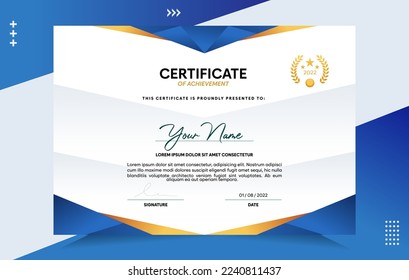Modern of achievement certificate template. For award, business, and education needs. Vector Illustration