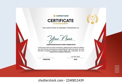 Modern of achievement certificate template. For award, business, and education needs. Vector Illustration