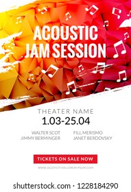 Modern acoustic classical music poster flyer. Local Music festival announcment, classical acoustic concert banner design.