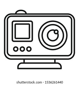 Modern action camera icon. Outline modern action camera vector icon for web design isolated on white background