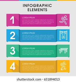 Modern active infographic template. infographic design with active icons includes bar   tightening. can be used for presentation, diagram, annual report, web design.