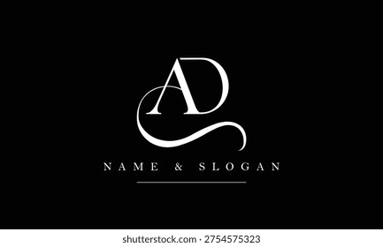 Modern AD  AD, DA, A,D  monogram logo with stylish typography. Minimal and luxury branding template perfect for boutique brands, fashion labels, beauty salons, and premium businesses.