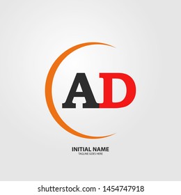 Modern AD logo initial template design