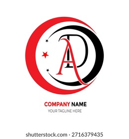 Modern AD Monogram Logo Branding Design. Vector illustration.