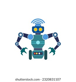 Robot avanzado moderno, Ilustración vectorial plana de la tecnología de mecanismo de inteligencia artificial futurista.