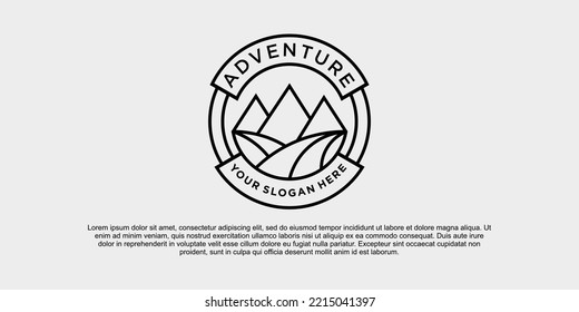 Modern adventure logo vector design with unique line art style Premium Vektor