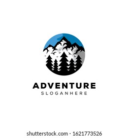 modern adventure mountain logo,  landscape mountain logo design vector template