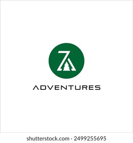 modern adventures logo green pine letter z vector