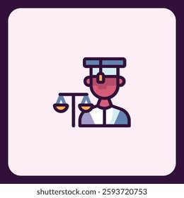 Modern Advocate Icon Depicting Justice and Legal Representation with Scales